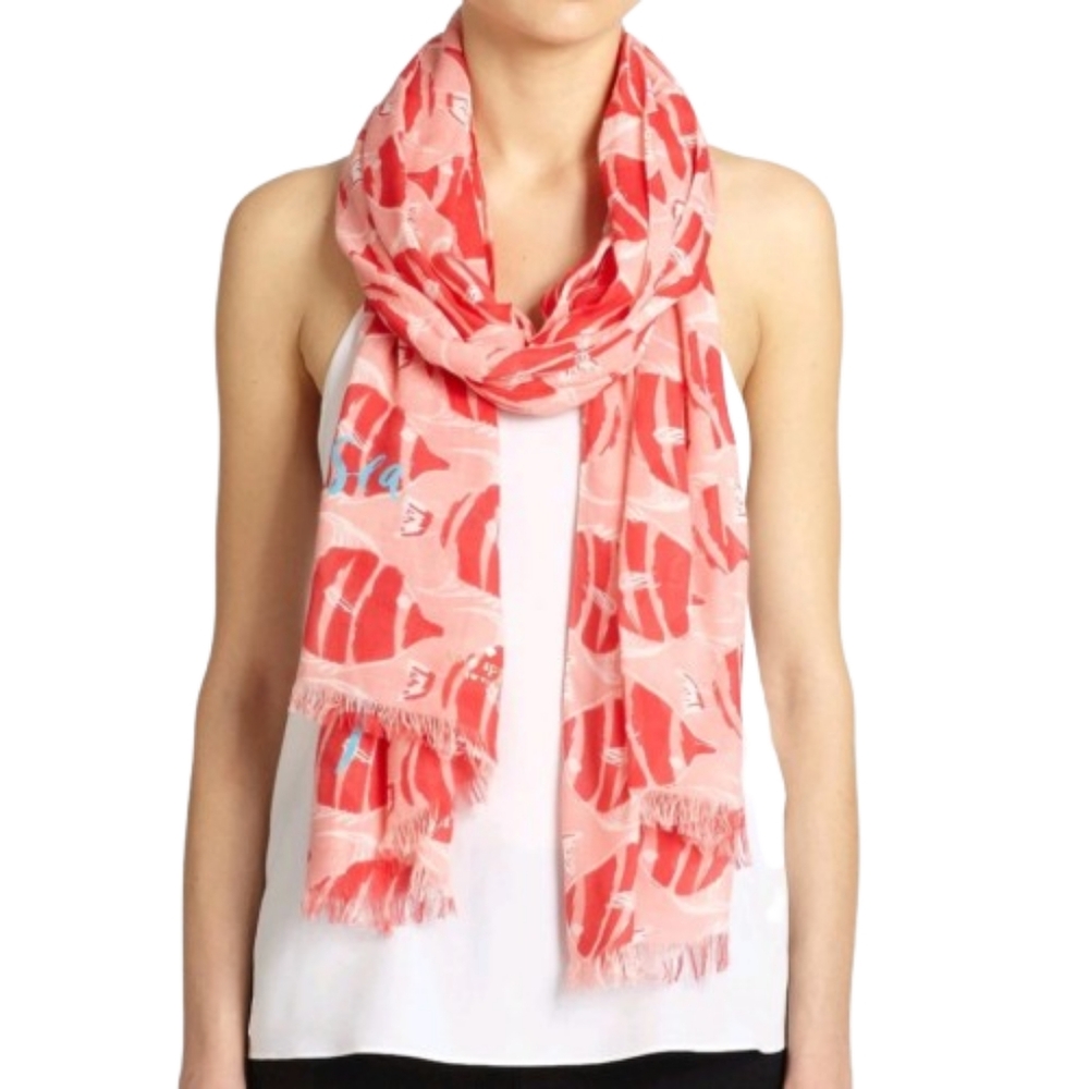 KATE SPADE Tropical Stripe Fish Scarf Sarong